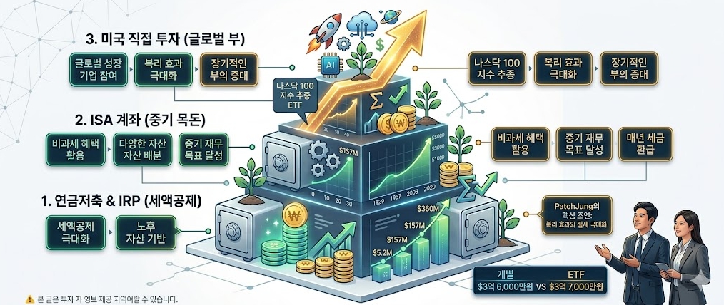 직장인 자산가들의 효율을 극대화하는 연금계좌, ISA, 미국 직투 계좌의 올바른 자금 배분 3단계 우선순위 피라미드