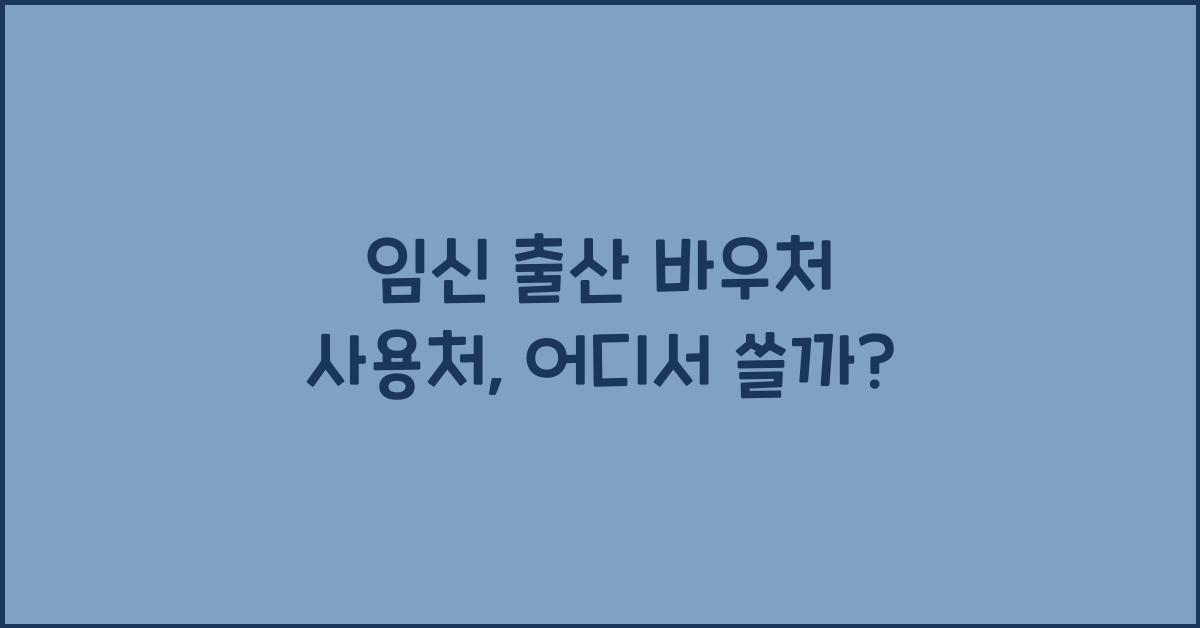 임신 출산 바우처 사용처