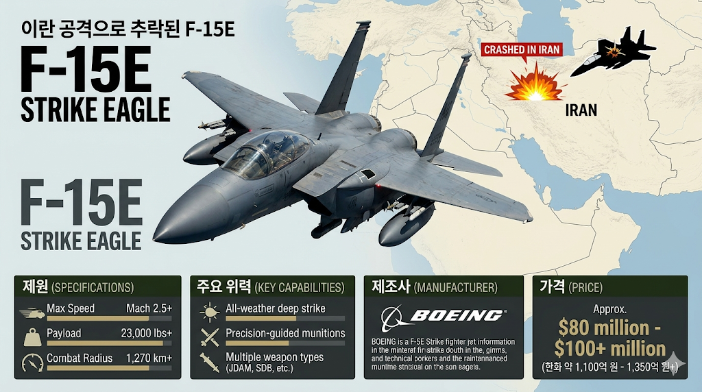 이란 미군 F-15E 전투기 격추, 제원, 성능, 가격, 제조사 알아보기