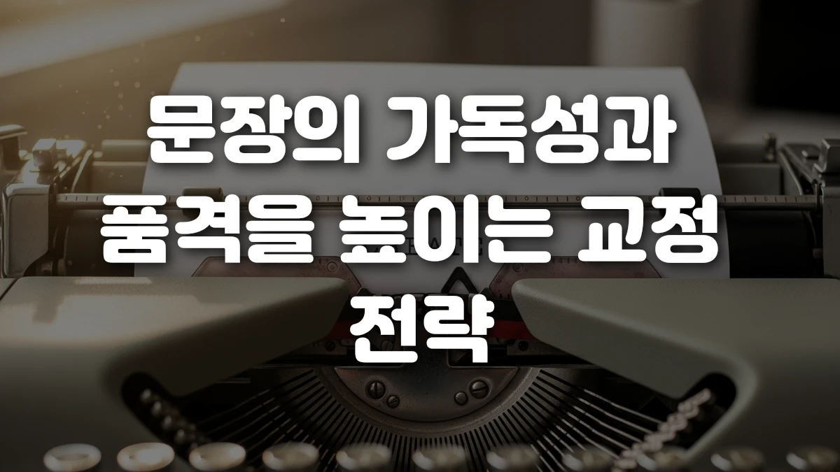 문장의 가독성과 품격을 높이는 교정 전략