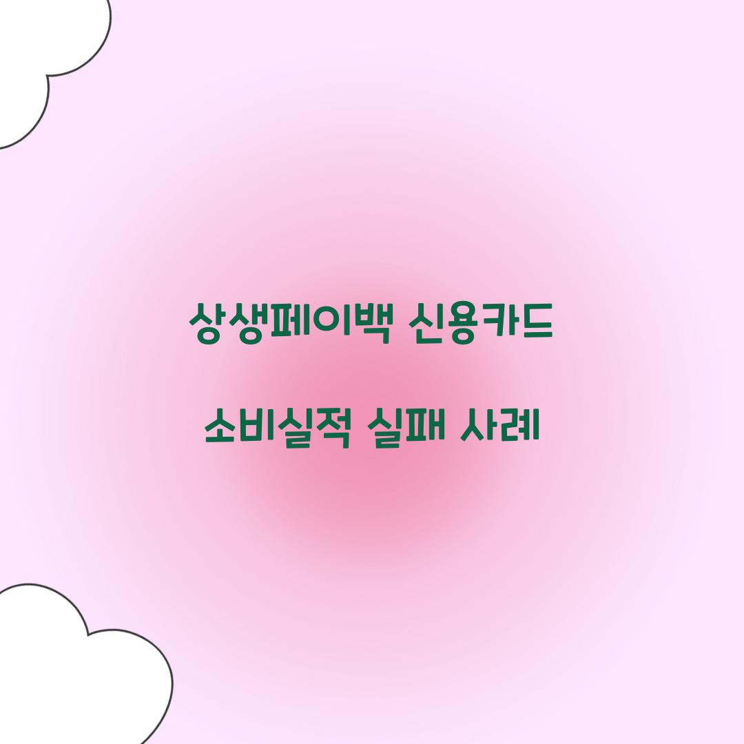 상생페이백 신용카드 소비실적 실패 사례