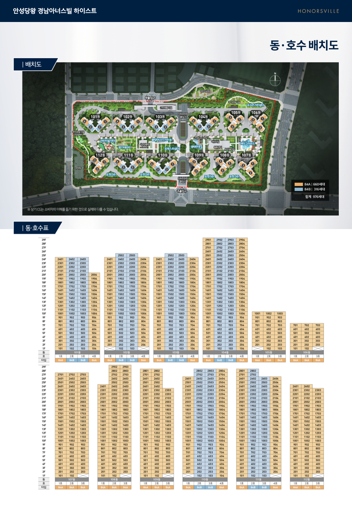 안성 당왕 경남아너스빌 하이스트 - 단지배치도