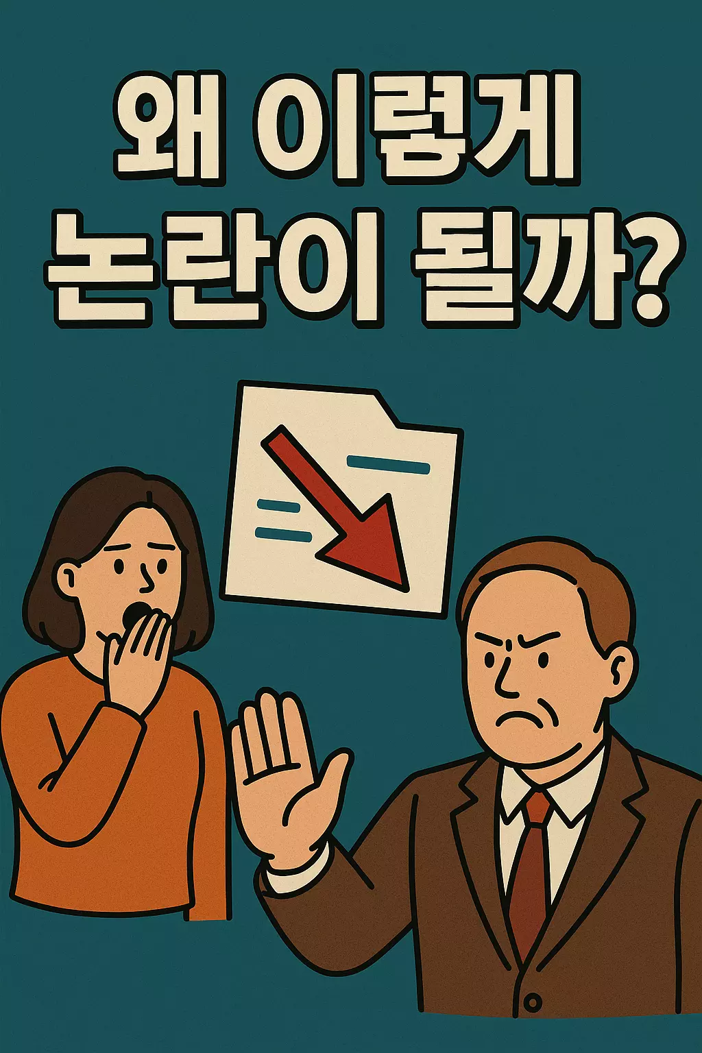 “노랑봉투법을 둘러싼 논란과 사회적 이슈를 표현한 삽화 – 손해배상 갈등, 시민 반응, 기업 입장의 대립을 묘사한 토론 주제용 비주얼 콘텐츠”