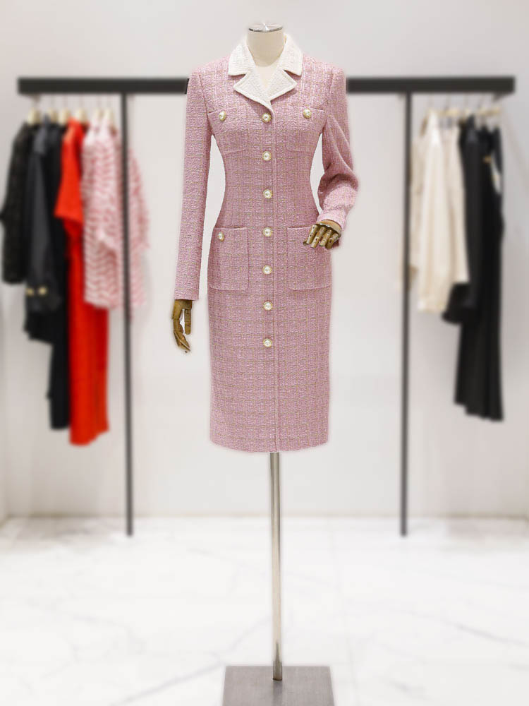 모조에스핀 진주장식 트위드 원피스 J213MSE020