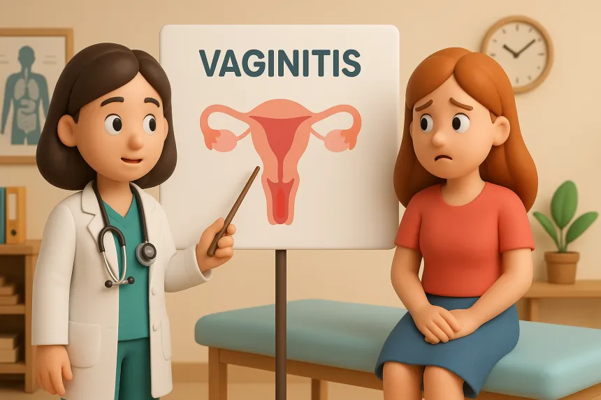 병원에서 질염에 관한 진료 받는 모습