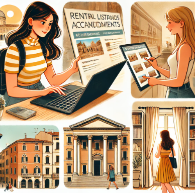 이탈리아에서 어학연수하면서 숙소 구하는 여성의 모습