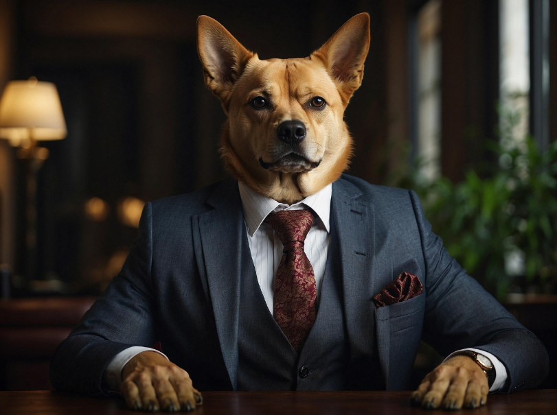 정장을 입은 개