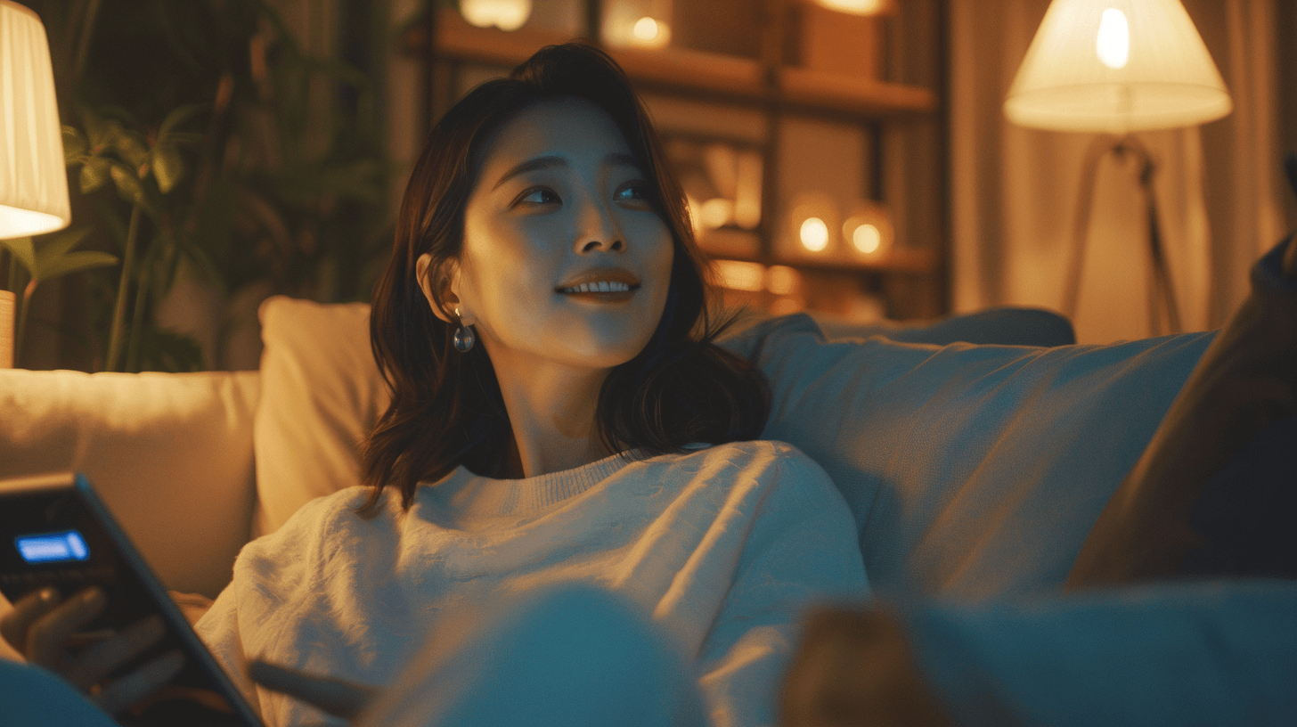 티빙을-시청중인-여성