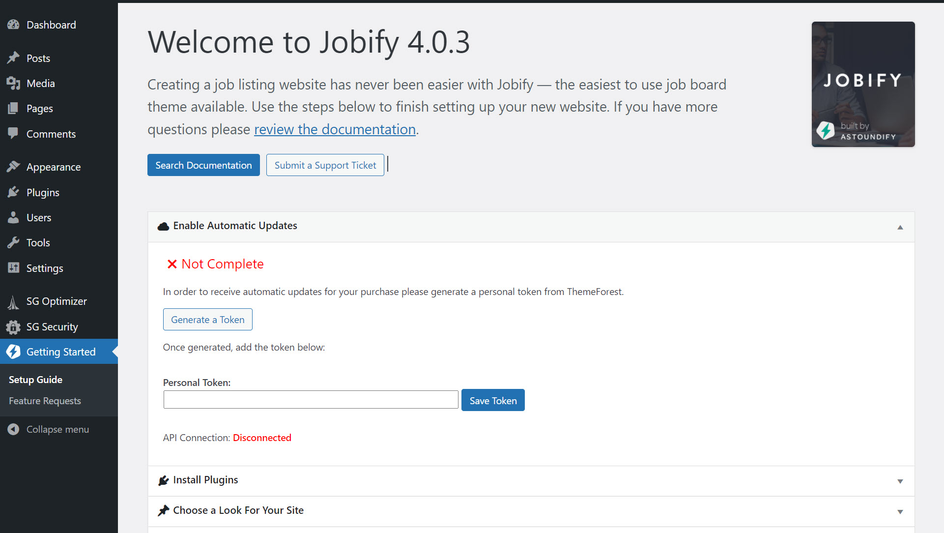 워드프레스 구인구직 테마 Jobify 데모 설치하기