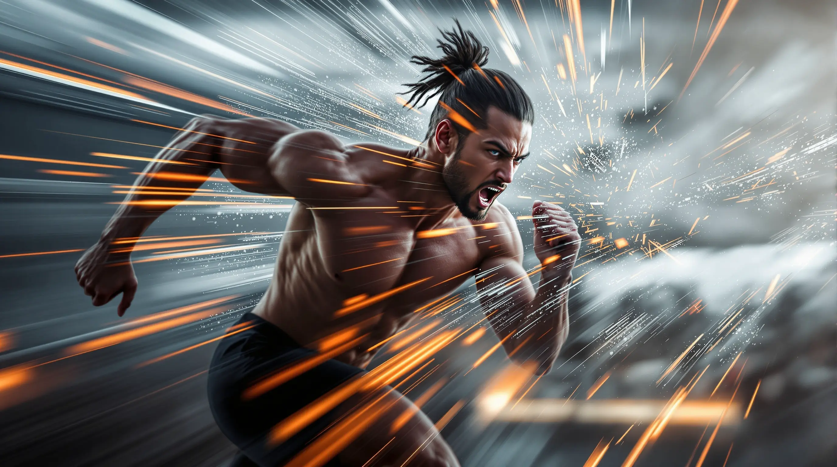 고강도 인터벌 운동을 역동적으로 수행하는 장면