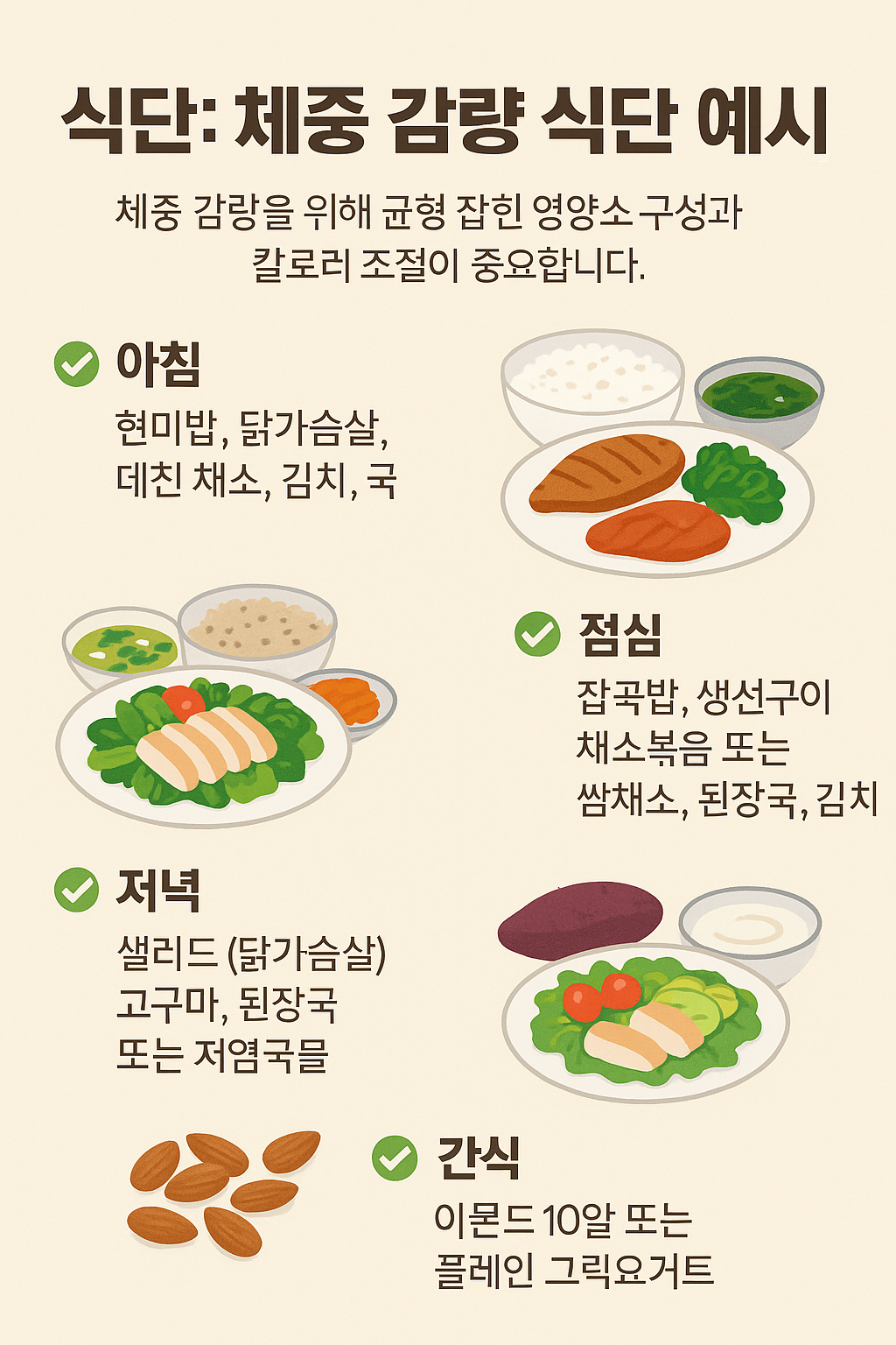 체중 감량 식단 예시