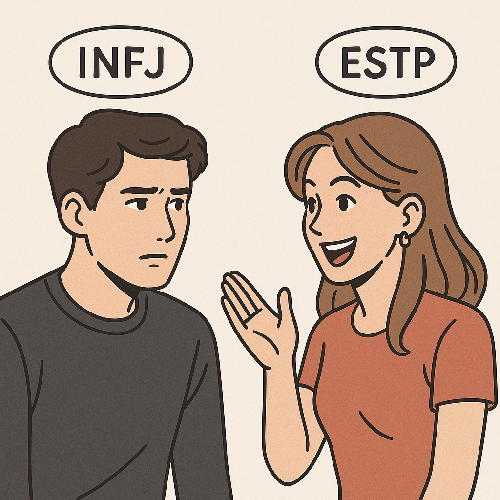 INFJ 남자와 ESTP 여자, 끌림과 충돌 사이: 완벽히 반대되는 MBTI 연애 심리 분석