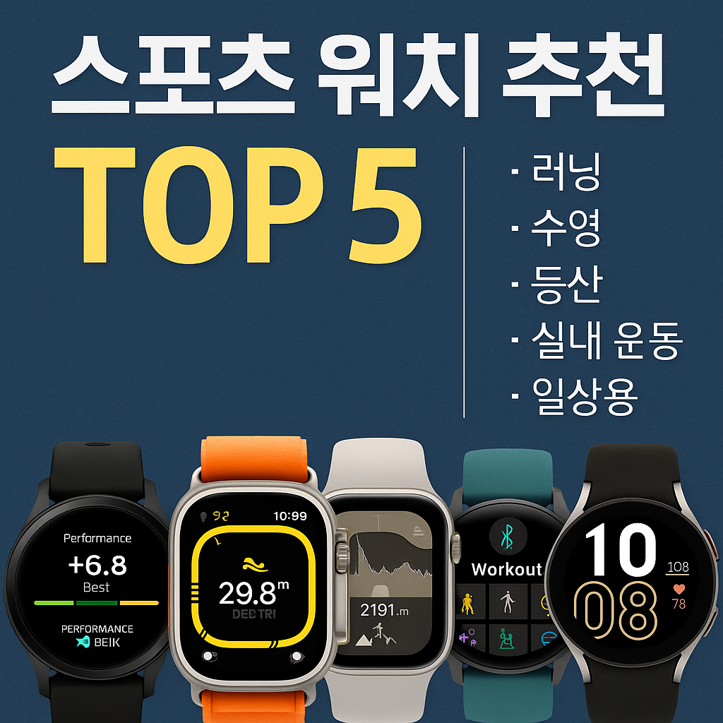 스포츠 워치 추천 TOP 5 (이미지 챗지피티)