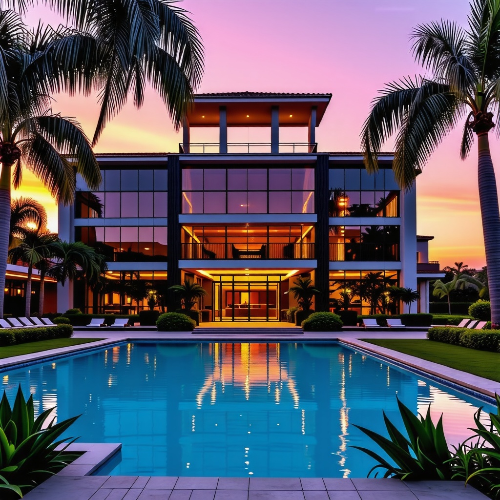 수영장-호텔-야자수