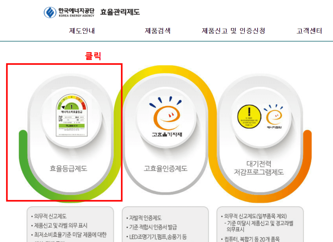 '효율등급제도'를 선택