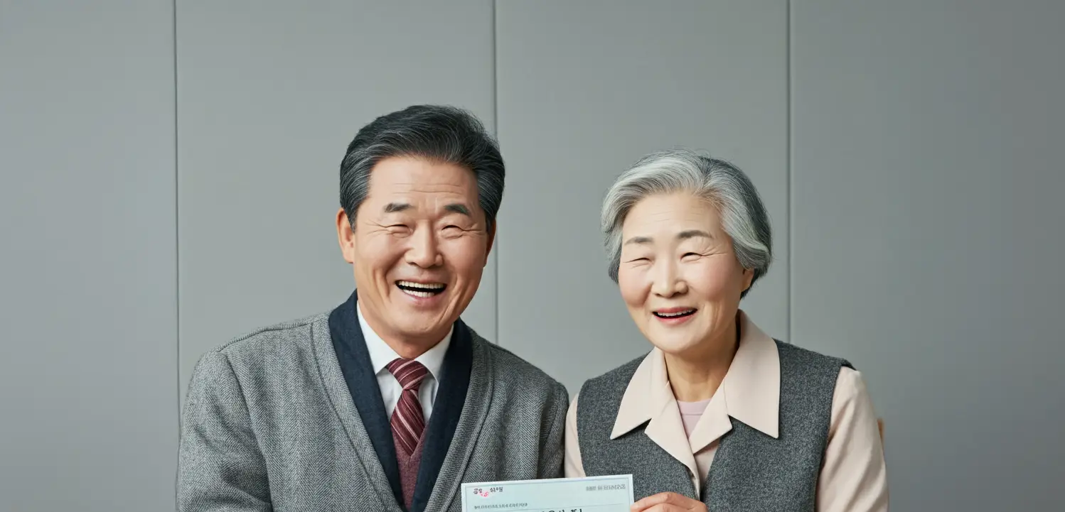 연금수령을 기뻐하는 부부