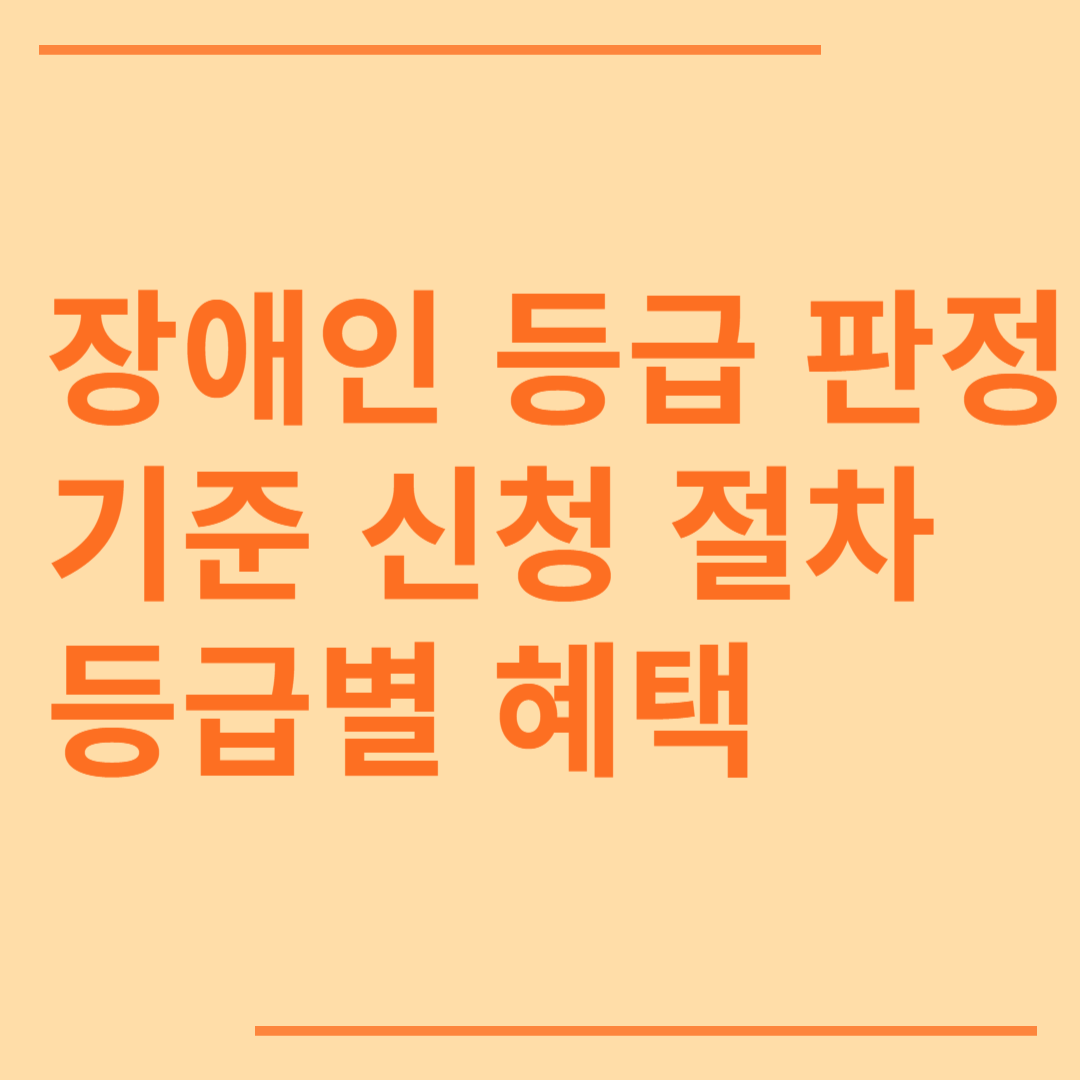 장애인 등급 판정 기준 신청 절차 방법 등급별 혜택