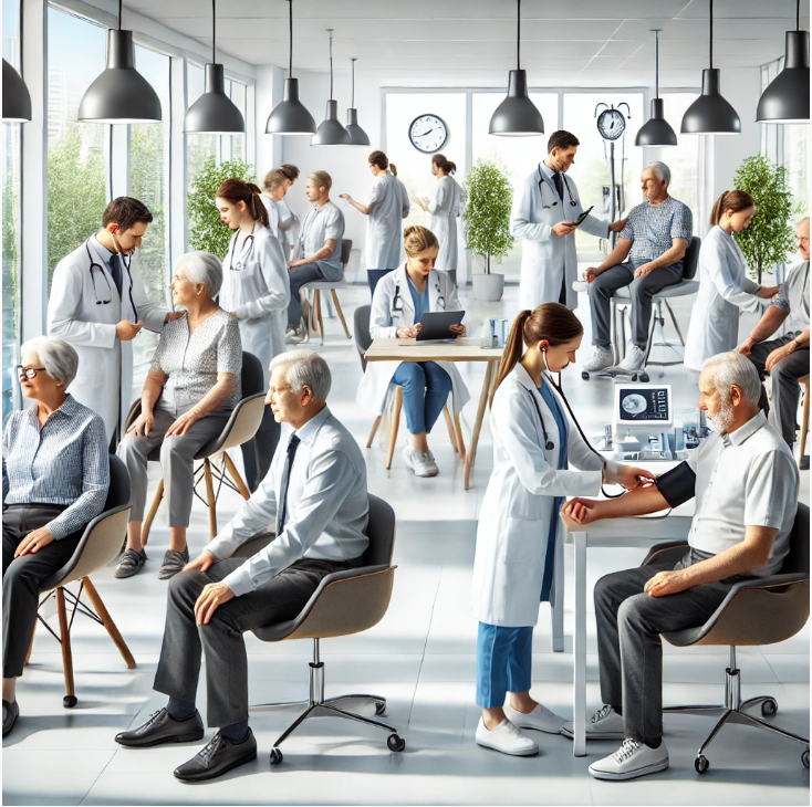 병원에서 건강검진을 받는 모습 사진