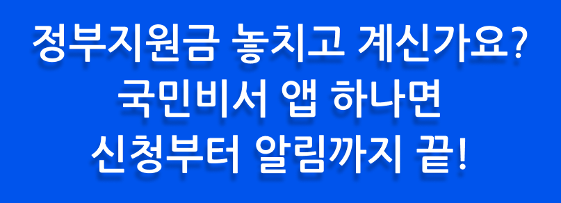 정부지원금 놓치고 계신가요? 국민비서 앱 하나면 신청부터 알림까지 끝!