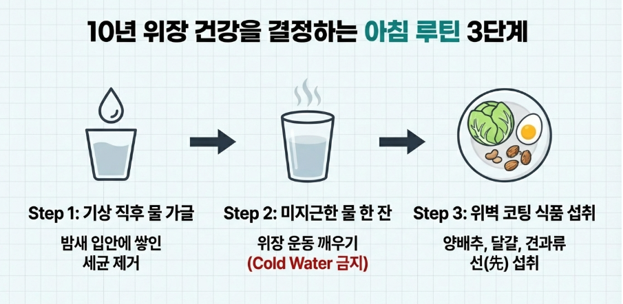 10년 뒤 당신의 위장 건강을 결정하는 아침 습관 3단계