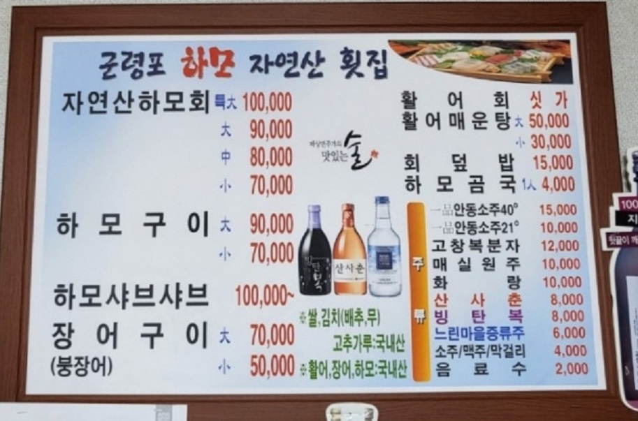 한국인의밥상-고성-갯장어-샤브샤브-하모곰탕-군령포하모자연산횟집-여름바다가약이다-보양생선