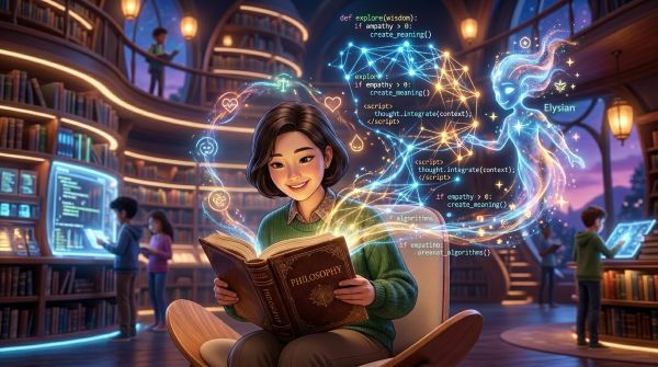 AI 기술을 활용하여 학습하는 학생 모습