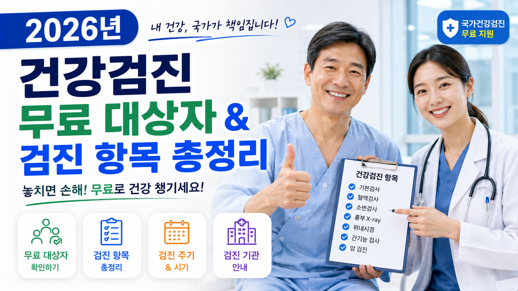 2026년 건강검진 무료 대상자 &amp; 검진 항목 총정리