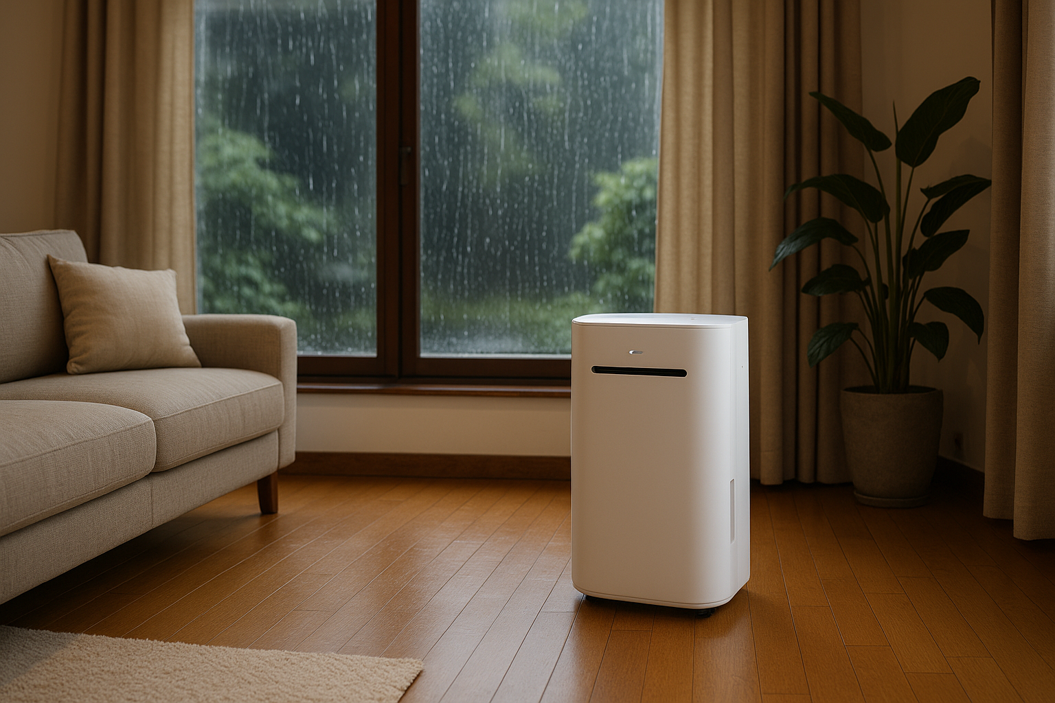 제습기가 있는 거실 이미지