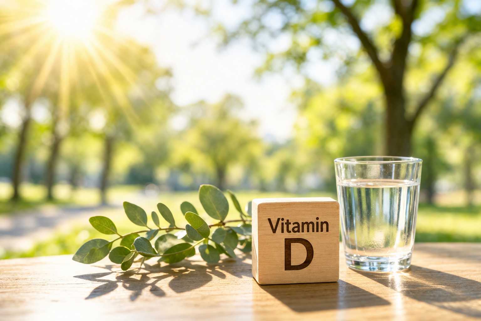 비다민 D에 좋은 햇살과 깨끗한 물 한 잔 사진