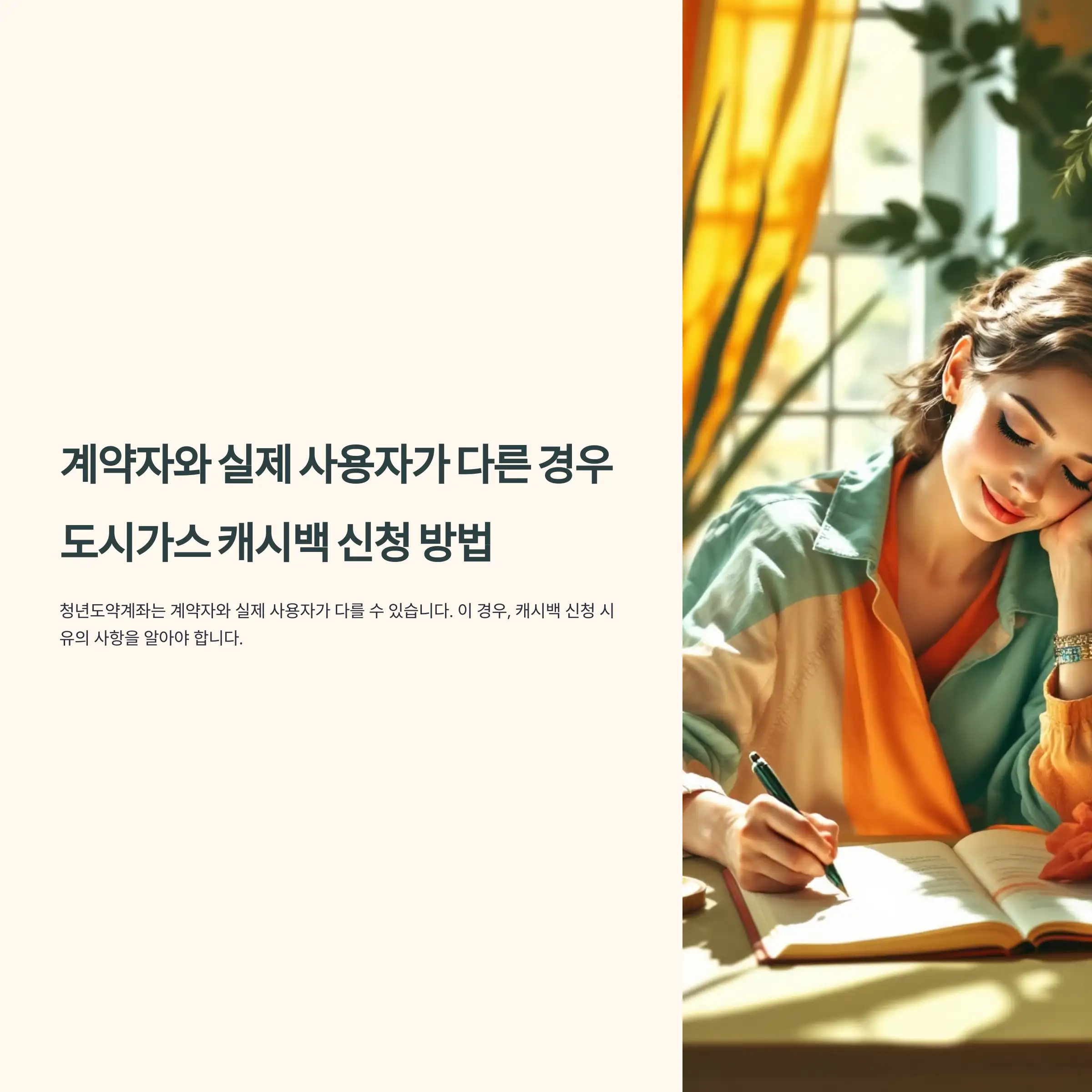 계약자와 실제 사용자가 다른 경우 도시가스 캐시백 계약자 정보제공동의서 제출