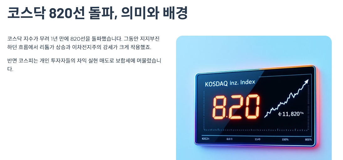 코스닥 820선 돌파, 의미와 배경