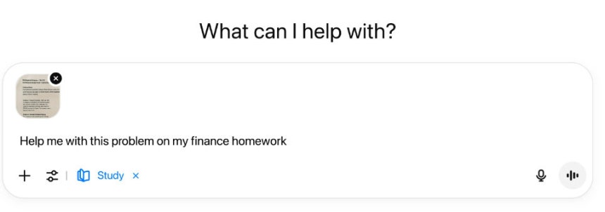 챗GPT의 스터디 모드 활성화 모습.