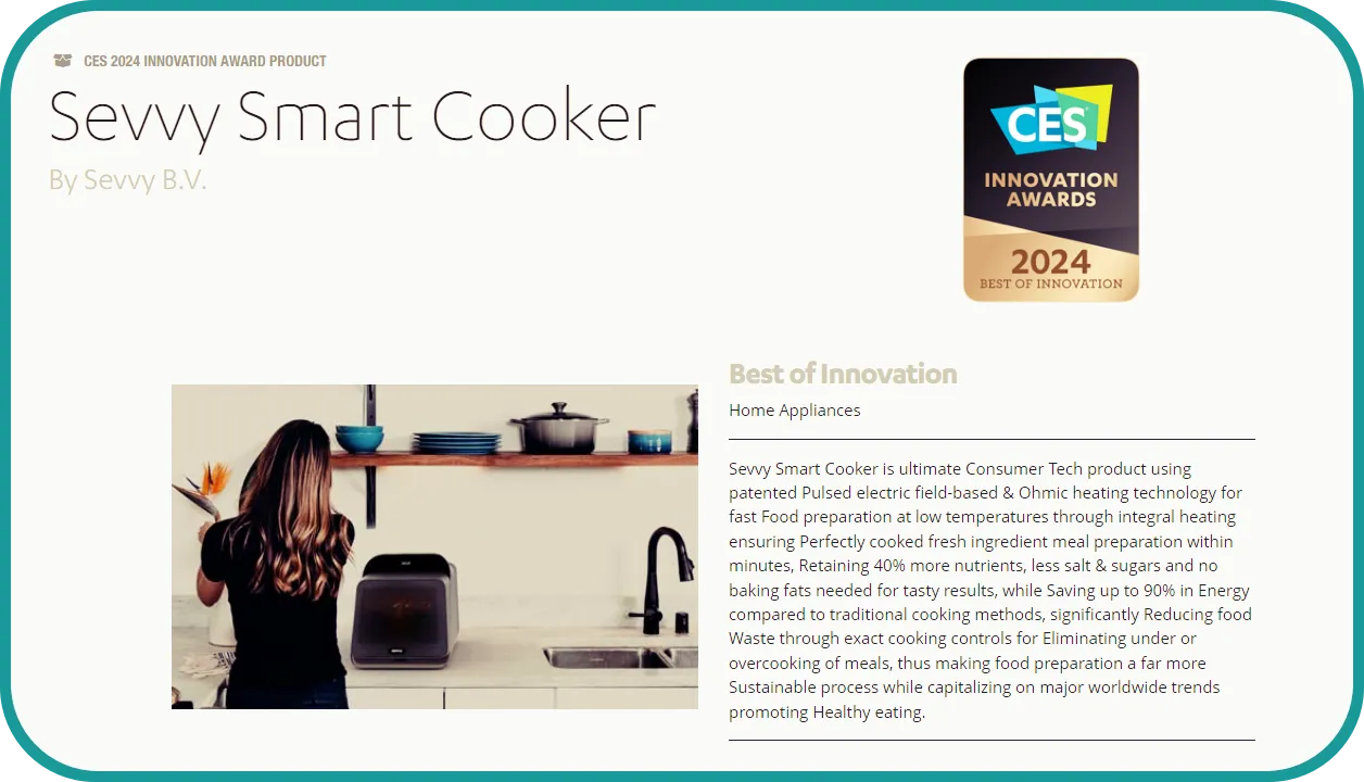 Sevvy의 스마트 조리기구 Sevvy Smart Cooker ces2024 최고혁신상
