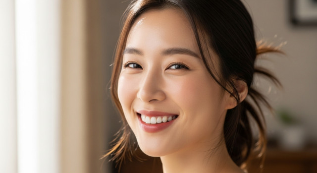 맑은 피부의 여성 클로즈업