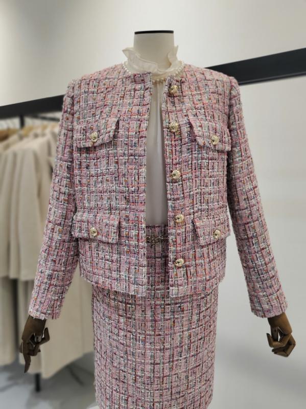 모조에스핀 트위드 노카라 자켓 S231MSF102