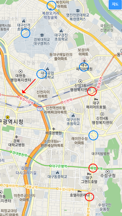 대구 엑스코선 노선도