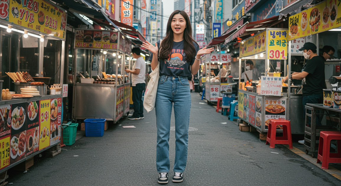 부산에 놀러온 여성 이미지