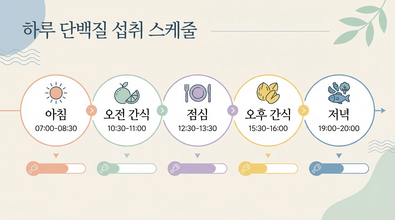 하루 단백질 섭취 타이밍 배분 예시