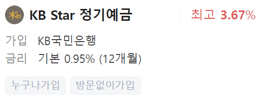 국민은행 정기예금 금리