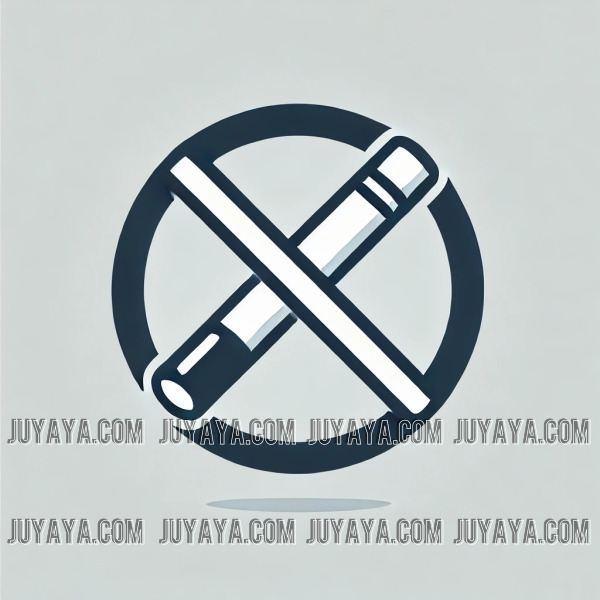 담배를 금지하는 아이콘으로 흰색 배경에 X 표시가 있는 담배, 금연을 상징하는 깔끔한 디자인.