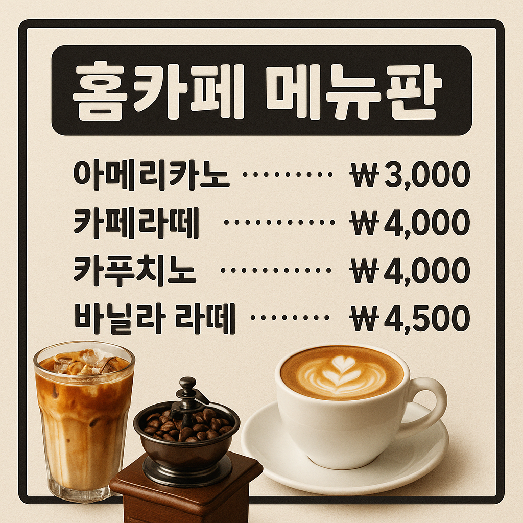 홈카페 메뉴판 만들기