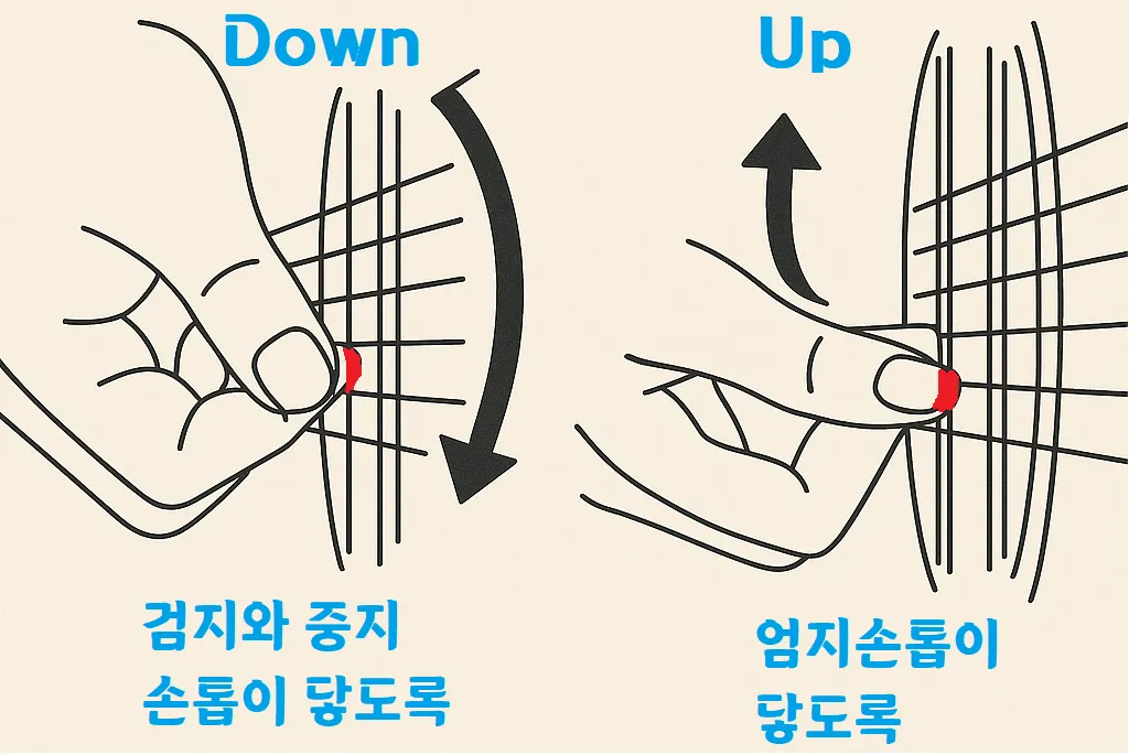다운스트로크와 업스트로크 감각 훈련