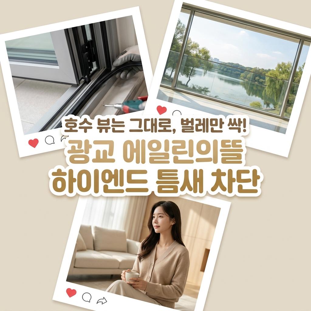광교 에일린의뜰 거실 폴딩도어 틈새 벌레 완벽 차단 전문 시공으로 산모기 걱정 없는 호수 뷰 완성