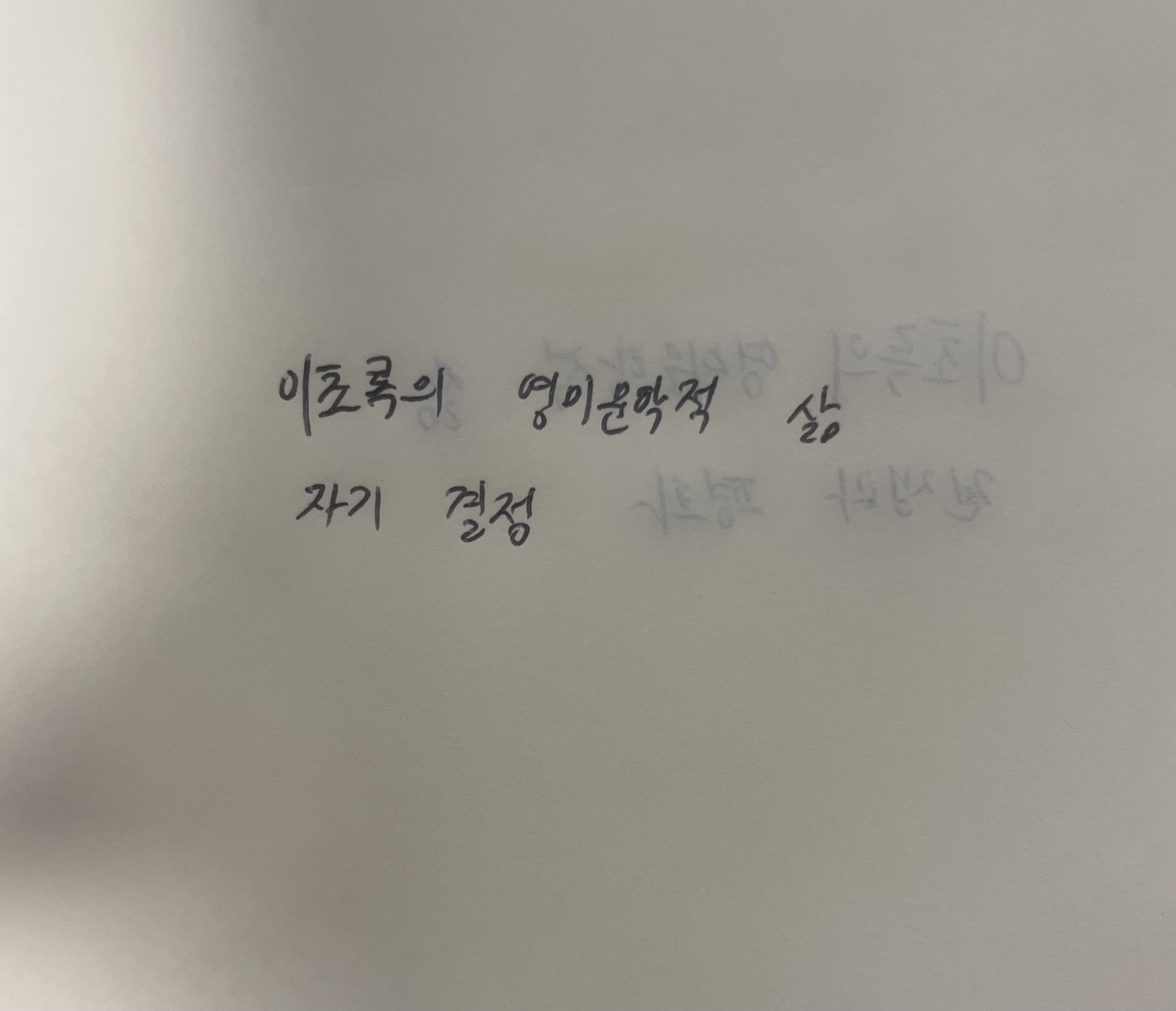 이초록의 영미문학적 삶- 자기결정 페터 비에리 손글씨