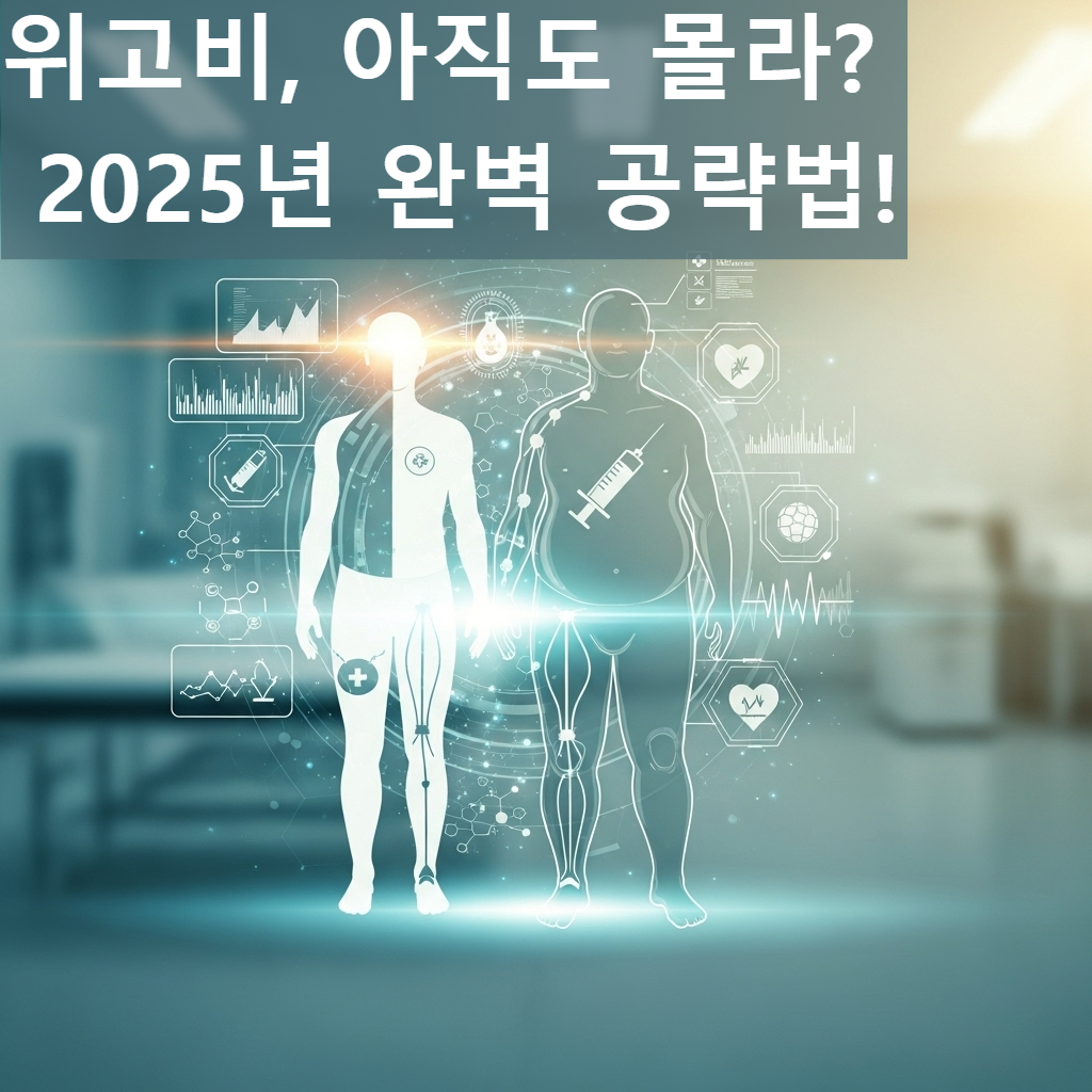 위고비로 변화하는 건강한 체중 관리와 비만 치료의 미래를 상징하는 이미지. 희망적인 틸색 계열의 배경.