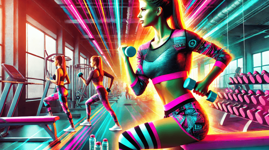 헬스장에서 운동하는 여성