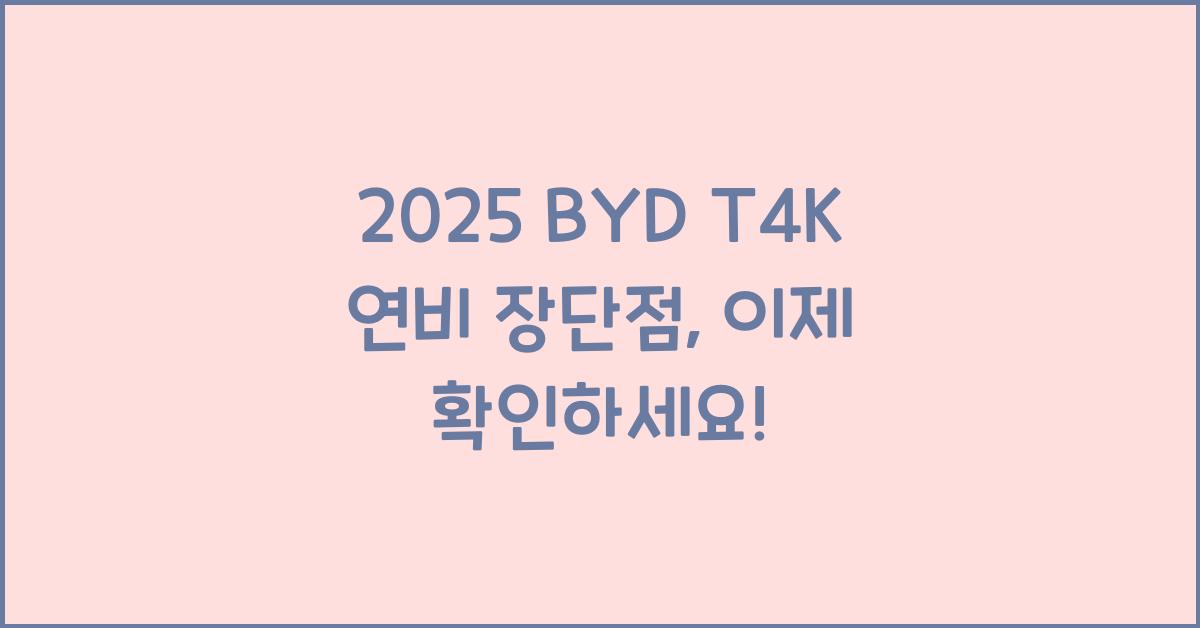 2025 BYD T4K 연비 장단점