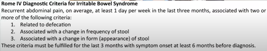 과민성대장증후군 Rome Criteria