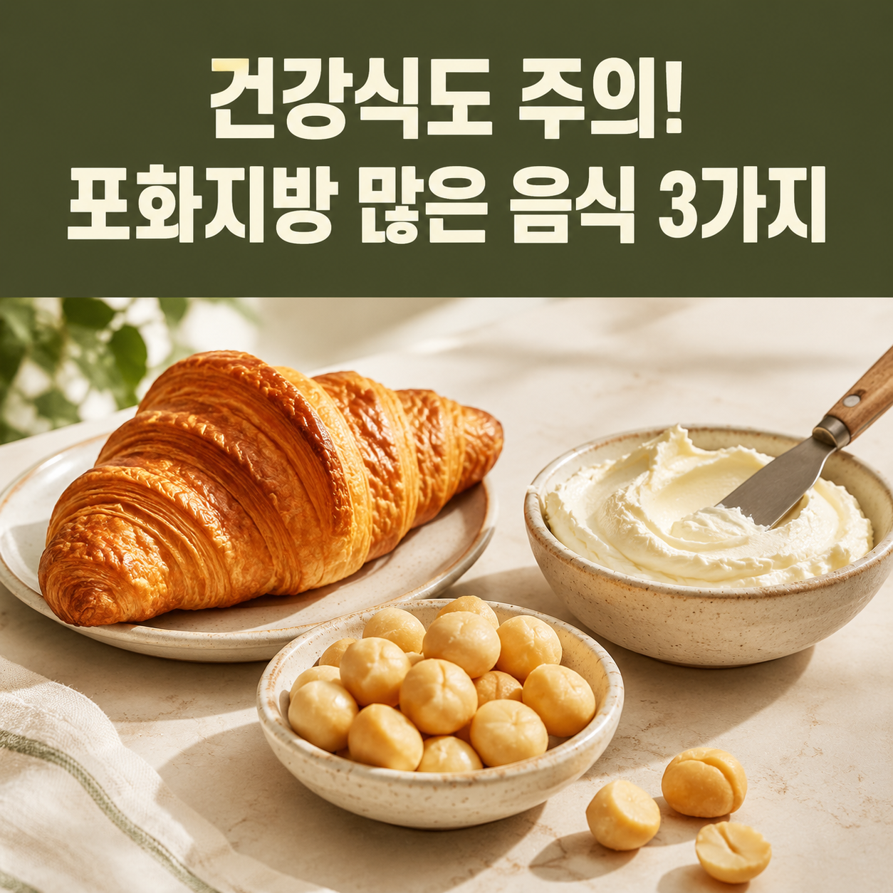 포화지방 많은 음식 3가지|크루아상·크림치즈·마카다미아 하루 섭취량