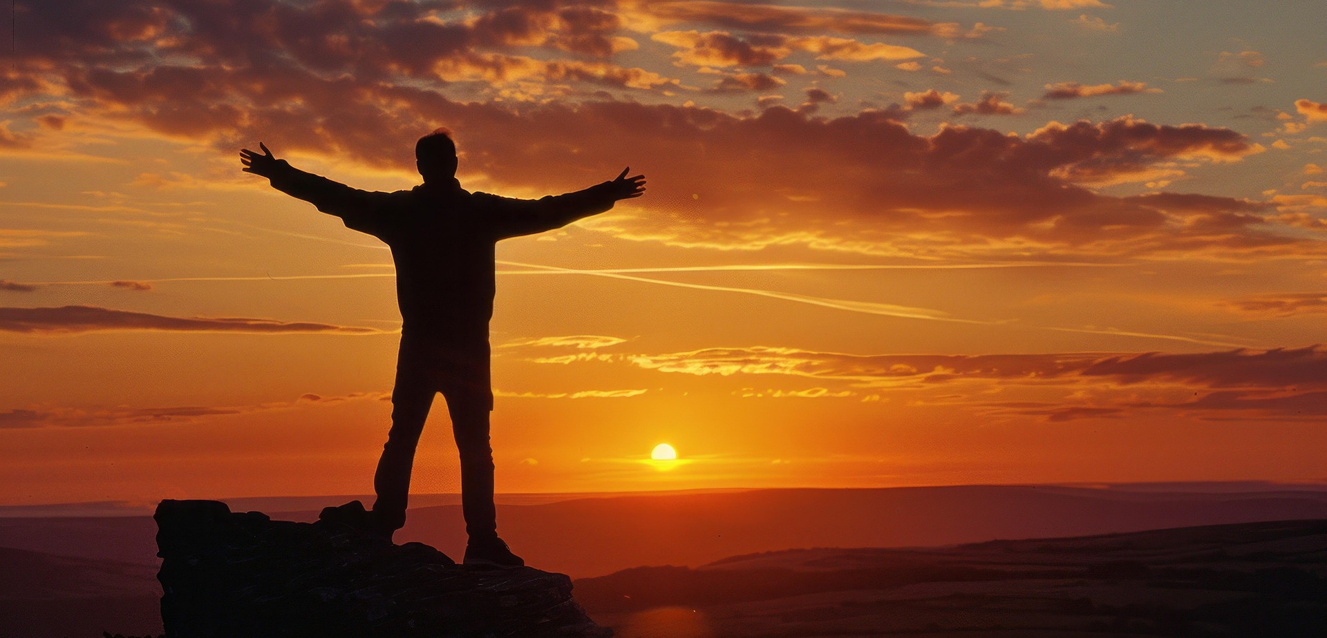 행복한 남자 석양